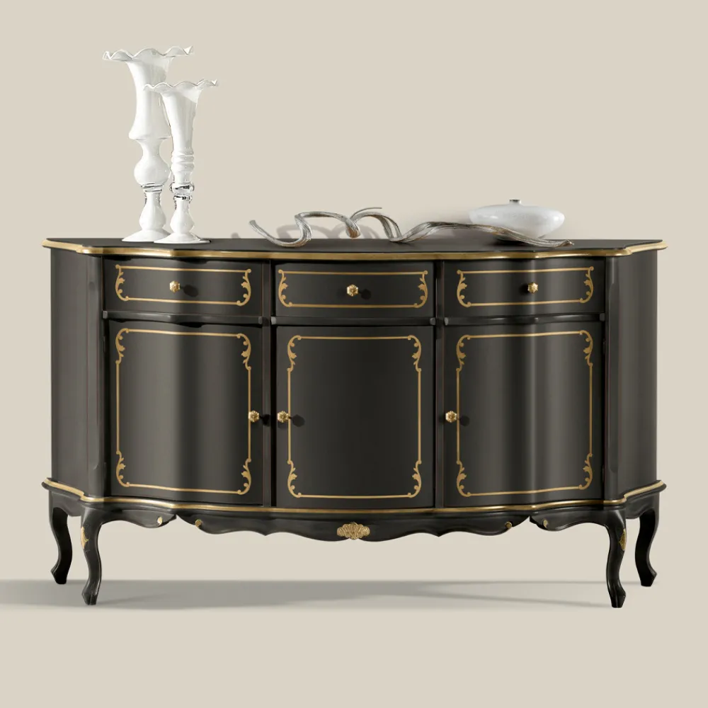 Viadurini Classic Anrichte-Luxuriöses Sideboard mit 3 Türen und 3 Holzschubladen Made in Italy - Leonor