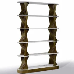 Viadurini Living Moderne Design Bücherregale-Luxus Boden Bücherregal aus Holz mit Steinzeug Tops Made in Italy - Aspide