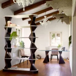 Viadurini Living Moderne Design Bücherregale-Luxus Boden Bücherregal aus Holz mit Steinzeug Tops Made in Italy - Aspide