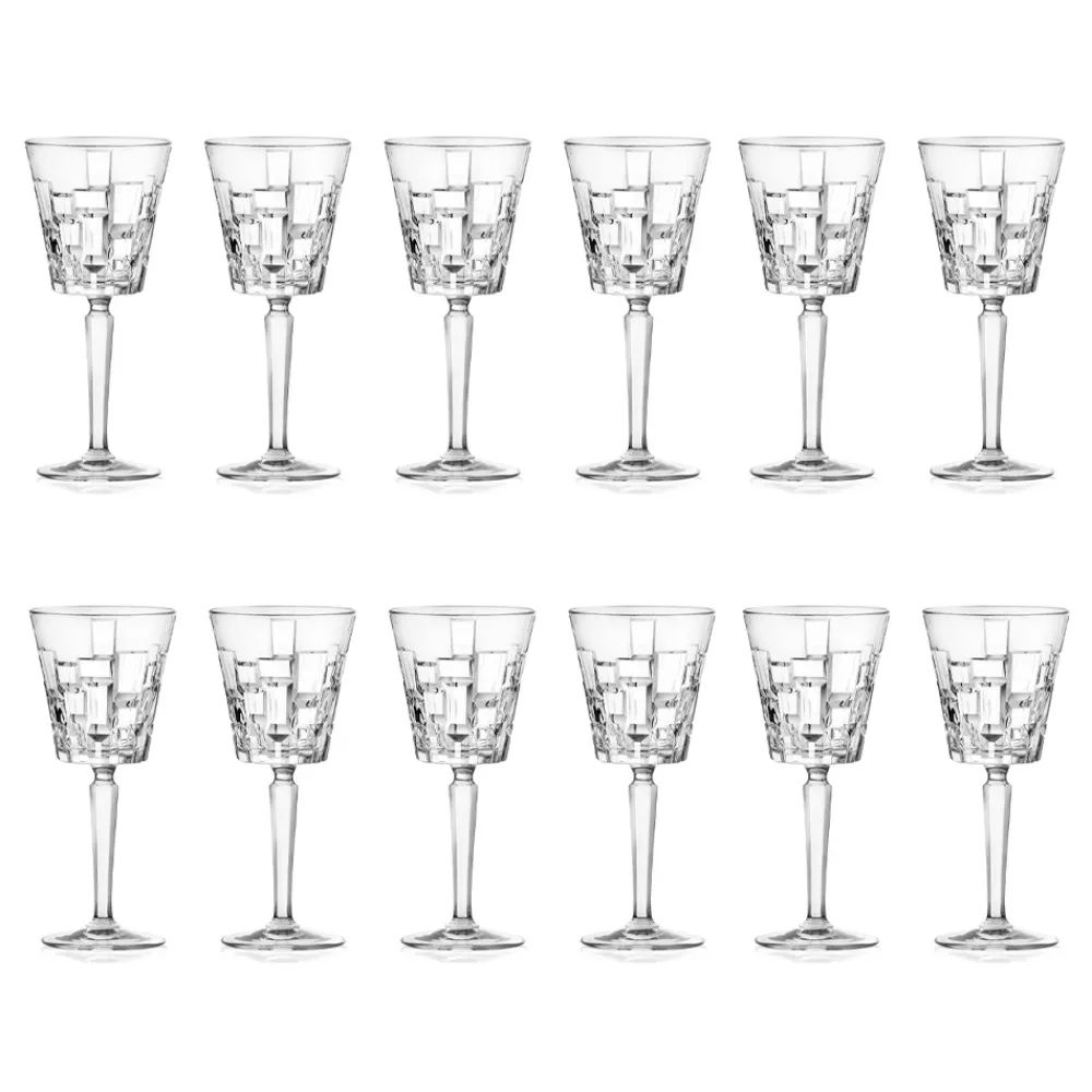 Viadurini Kitchen Italienisches Kristallgeschirr-Luxus Dekorierte Öko Kristall Wein- oder Wassergläser 12 Stück - Catania