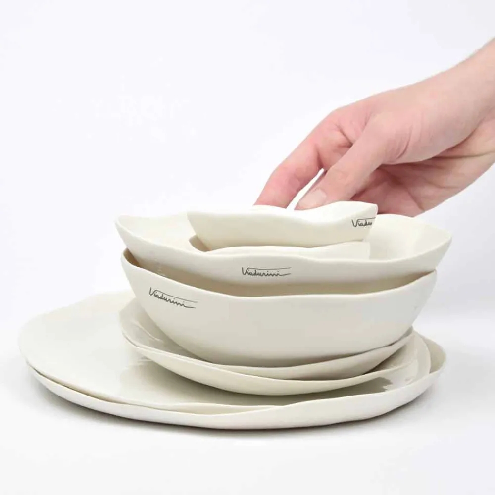 Viadurini Kitchen Teller Set-Luxus Design 24-teiliges weißes Porzellan Geschirr Service - Arciregale