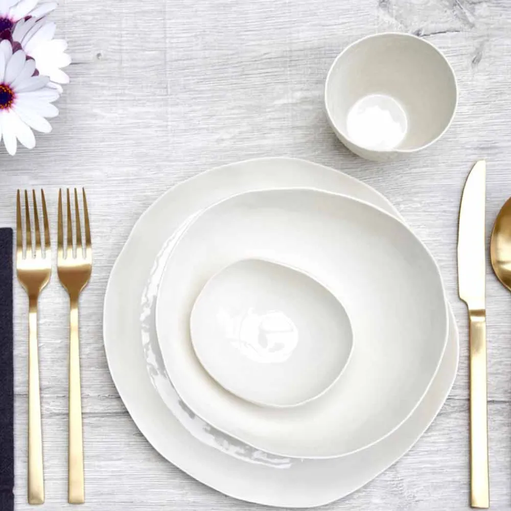 Viadurini Kitchen Teller Set-Luxus Design 24-teiliges weißes Porzellan Geschirr Service - Arciregale