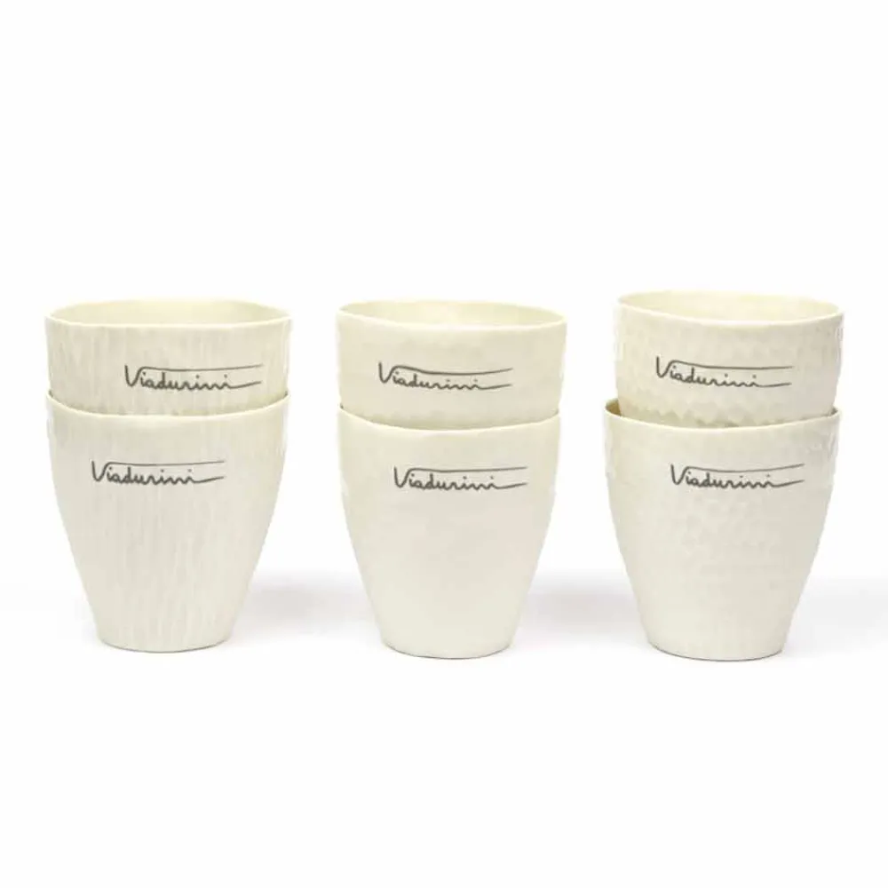 Viadurini Kitchen Gläser Set-Luxus Design Weiße Porzellangläser 6 Unikate - Arcireale