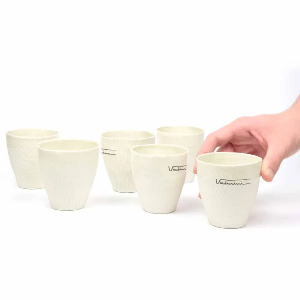 Viadurini Kitchen Gläser Set-Luxus Design Weiße Porzellangläser 6 Unikate - Arcireale