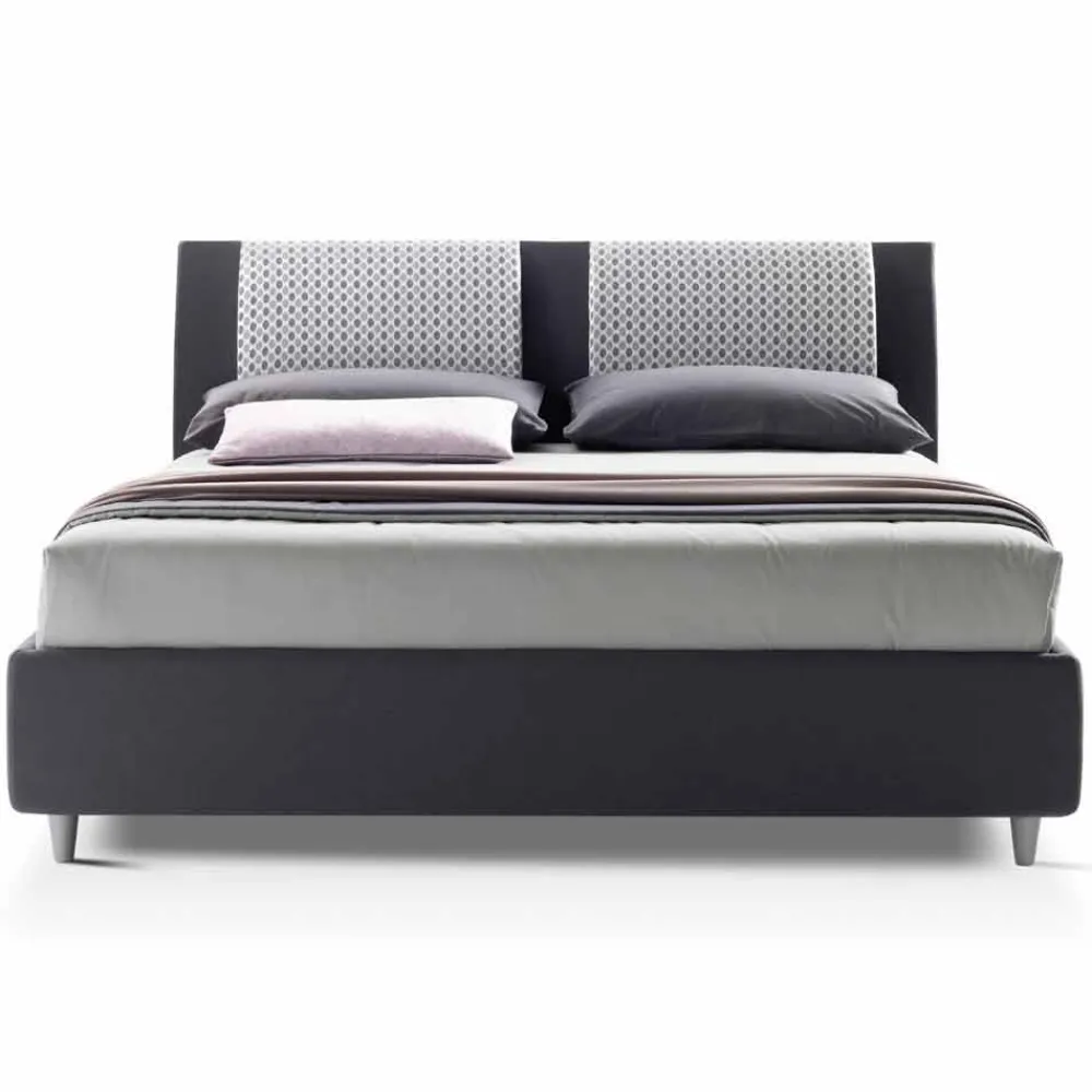 Viadurini Night Design Maßgeschneiderte Möbel|Polsterbetten-Luxus Doppelbett mit Box aus zweifarbigem Stoff Made in Italy - Gagia