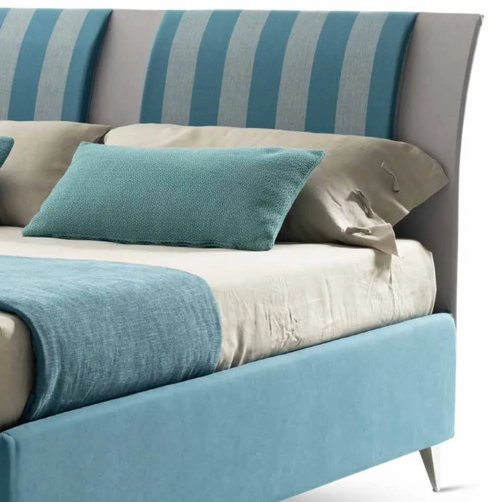 Viadurini Night Design Maßgeschneiderte Möbel|Polsterbetten-Luxus Doppelbett mit Box aus zweifarbigem Stoff Made in Italy - Gagia