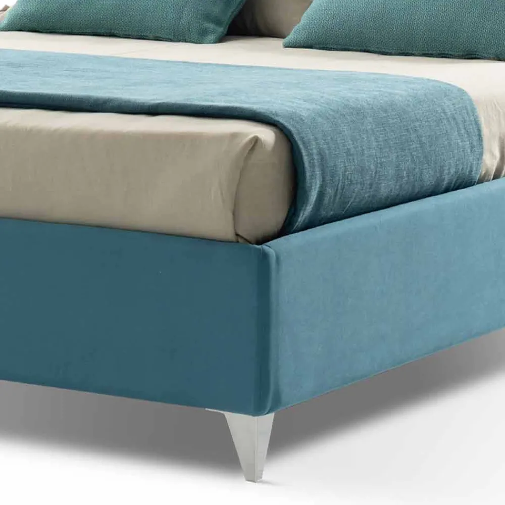 Viadurini Night Design Maßgeschneiderte Möbel|Polsterbetten-Luxus Doppelbett mit Box aus zweifarbigem Stoff Made in Italy - Gagia
