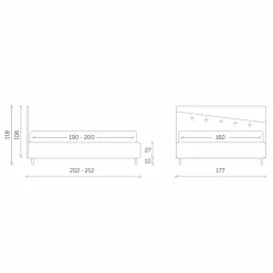 Viadurini Night Design Maßgeschneiderte Möbel|Polsterbetten-Luxus Doppelbett mit Box aus zweifarbigem Stoff Made in Italy - Carmelo