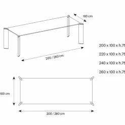 Viadurini Living Esstische Nach Mass|Esstische-Luxus Esstisch Glasplatte und Holzbeine Made in Italy - Kuduro