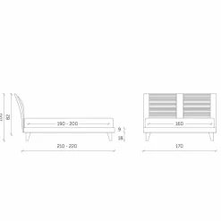 Viadurini Night Design Maßgeschneiderte Möbel|Polsterbetten-Luxus modernes Doppelbett gepolstert in Made in Italy Stoff - Gagia