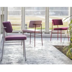 Viadurini Living Moderne Stühle-Luxus Stoff Stuhl mit Metallbasis Made in Italy, 2 Stück - Alaska