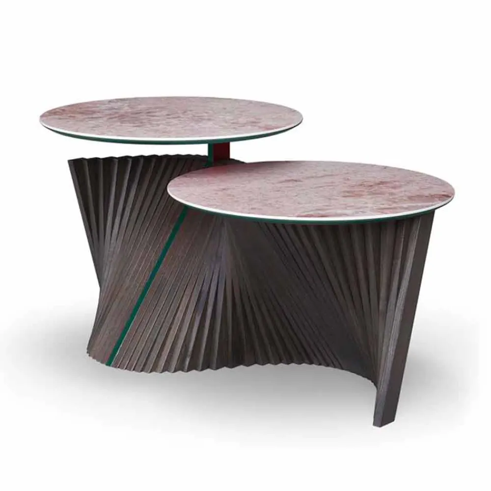 Viadurini Living Moderne Couchtische-Luxus-Couchtisch mit 2 runden Tops in Gres Made in Italy - Stockholm