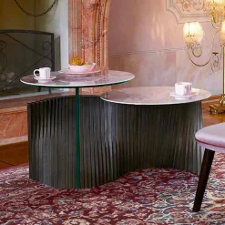 Viadurini Living Moderne Couchtische-Luxus-Couchtisch mit 2 runden Tops in Gres Made in Italy - Stockholm