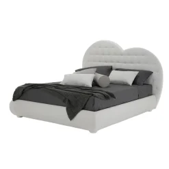 Viadurini Night Design Maßgeschneiderte Möbel|Polsterbetten-Luxus-Doppelbett mit Box und Swarovski Made in Italy - Herz