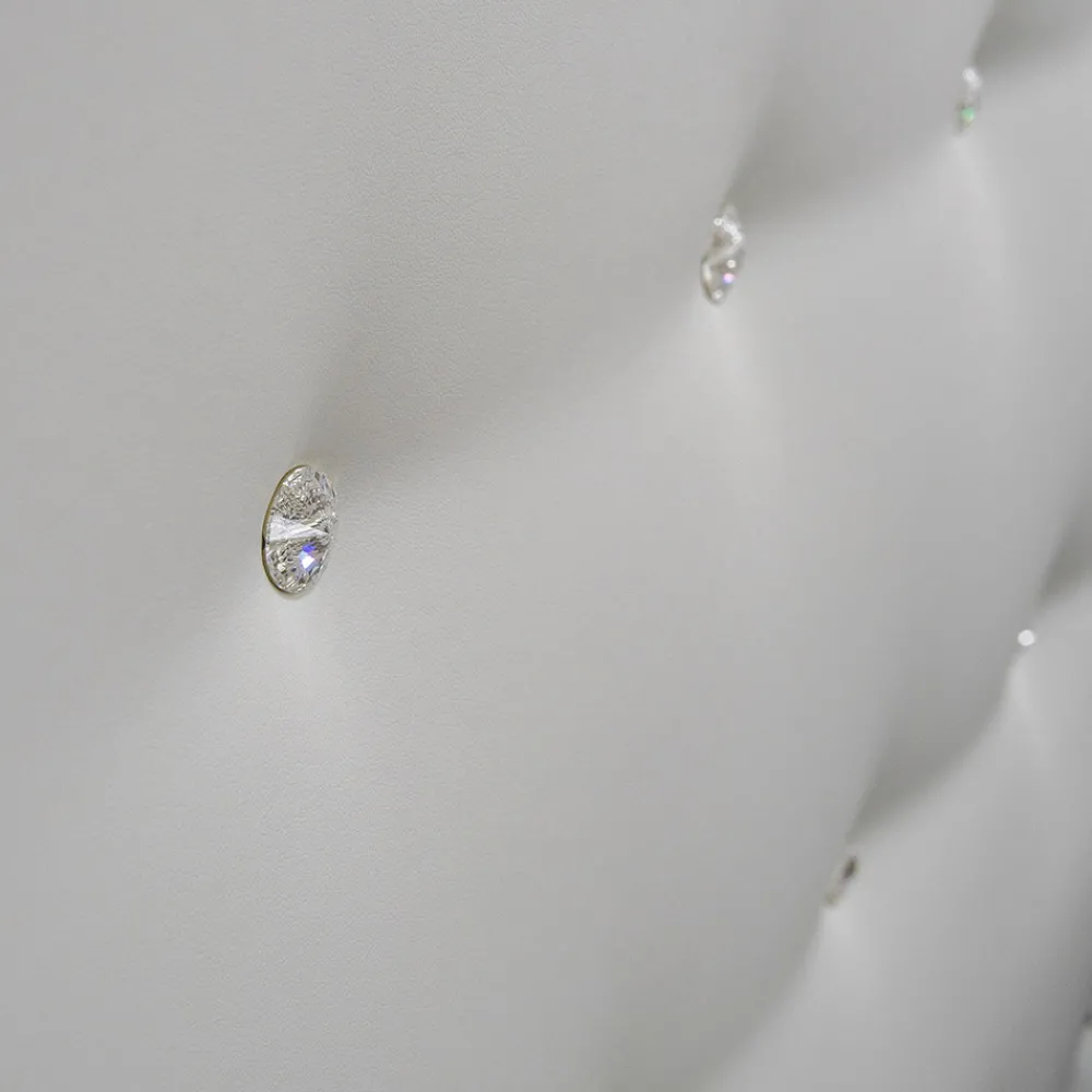 Viadurini Night Design Maßgeschneiderte Möbel|Polsterbetten-Luxus-Doppelbett mit Box und Swarovski Made in Italy - Herz