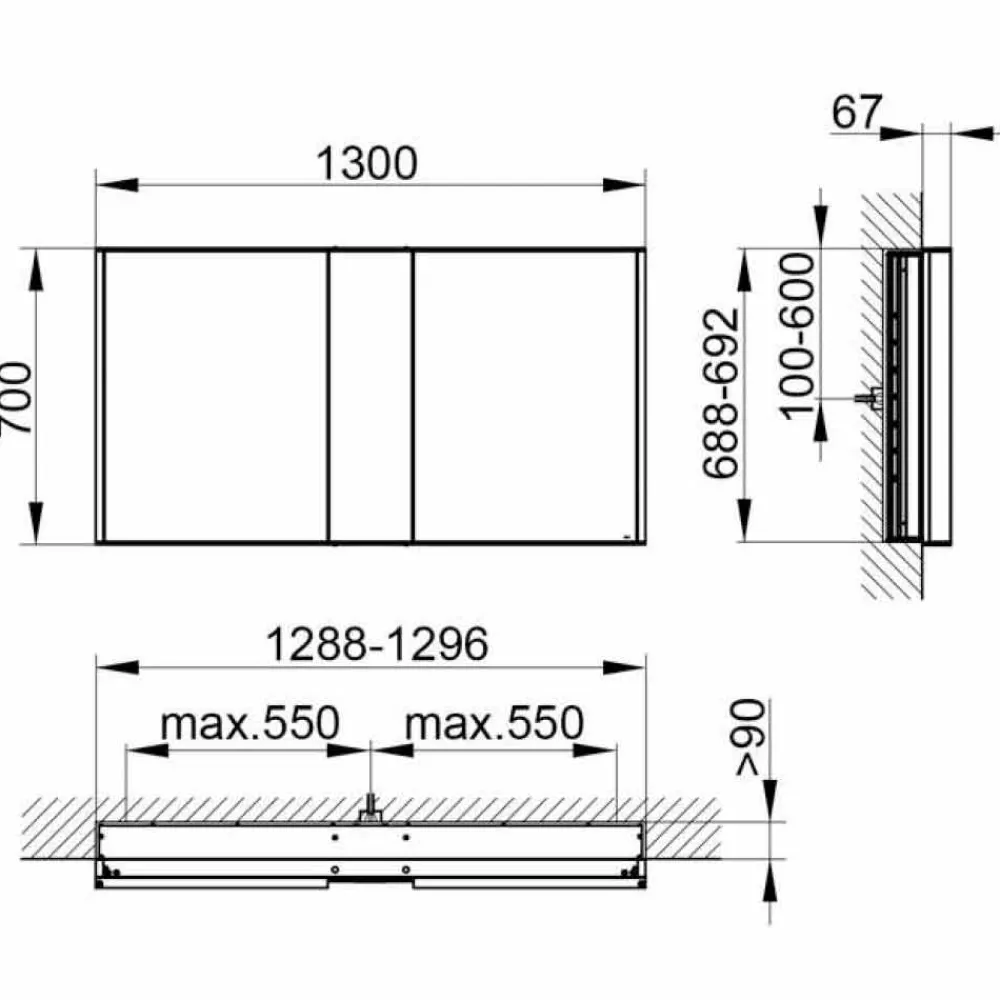 Viadurini Bathroom Badspiegel-Luxus-Einbauschrank, LED-Licht und Touch-Tastatur - Demon
