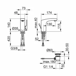 Viadurini Taps Waschbeckenarmaturen-Luxus-Einhebel-Badezimmer-Waschbecken Chrom-Finish - Gonzo