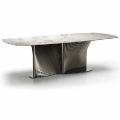 Viadurini Living Esstische-Luxus-Esstisch aus Steinzeug und Eschenholz Made in Italy - Croma