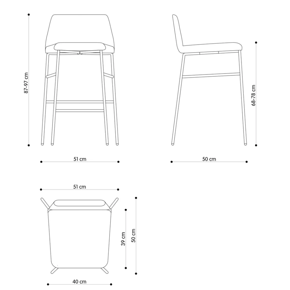 Viadurini Living Küchenhocker-Luxushocker mit Stoffbezug und Metallbasis Made in Italy - Molde