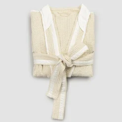 Viadurini Textile Bademäntel-Luxus-Kimono-Bademantel aus Leinen und Baumwolle, 2 Oberflächen Made in Italy - Kleone