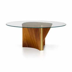 Viadurini Living Runde Tische-Luxus-Runder Tisch aus Glas und geölter Esche Made in Italy - Madame