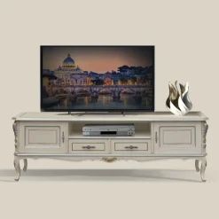 Viadurini Classic Tv-Möbel-Luxus-TV-Schrank aus weißem und silbernem Holz Made in Italy - Cheverny