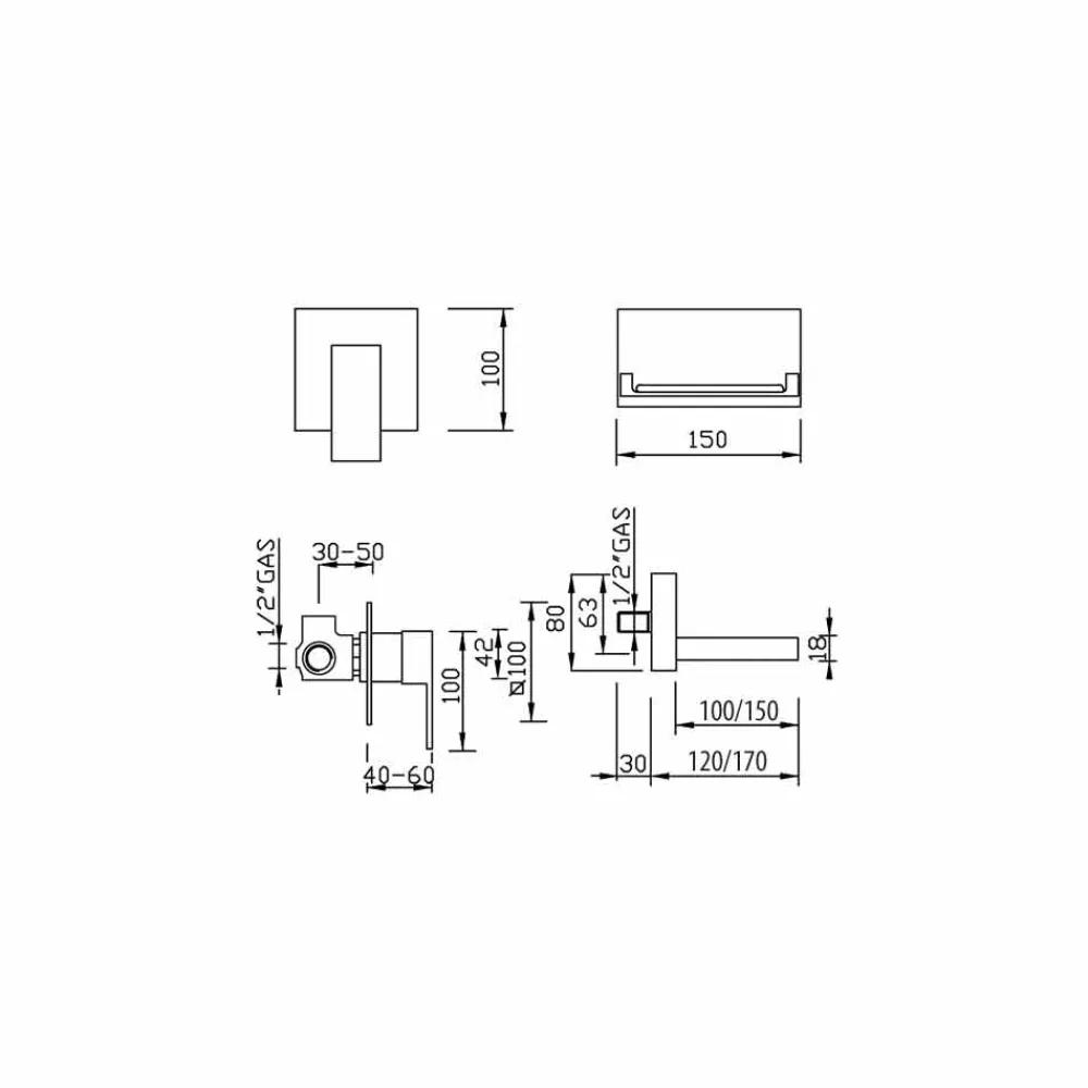 Viadurini Taps Waschbeckenarmaturen-Made in Italy Design Wandmischer - Bibo