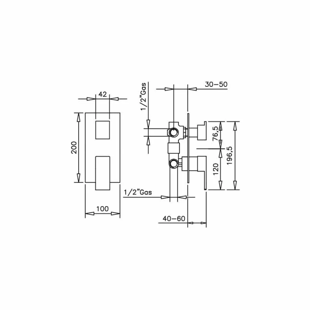 Viadurini Taps Duscharmaturen-Made in Italy Design 3-Wege-Duschmischer - Bibo