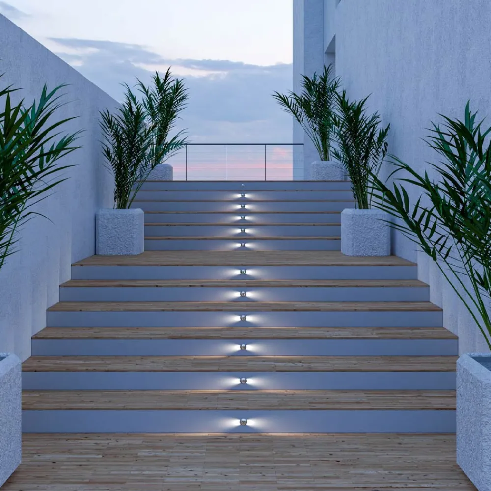 Viadurini Lighting Gartenlampion-Marker Outdoor LED Einbaustrahler aus Edelstahl 4 Stück - Rhombus