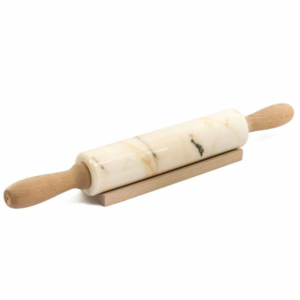 Viadurini Kitchen Küchenzubehör-Marmor Nudelholz mit Holzgriffen Made in Italy - Senni