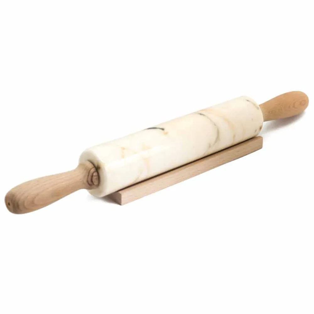 Viadurini Kitchen Küchenzubehör-Marmor Nudelholz mit Holzgriffen Made in Italy - Senni