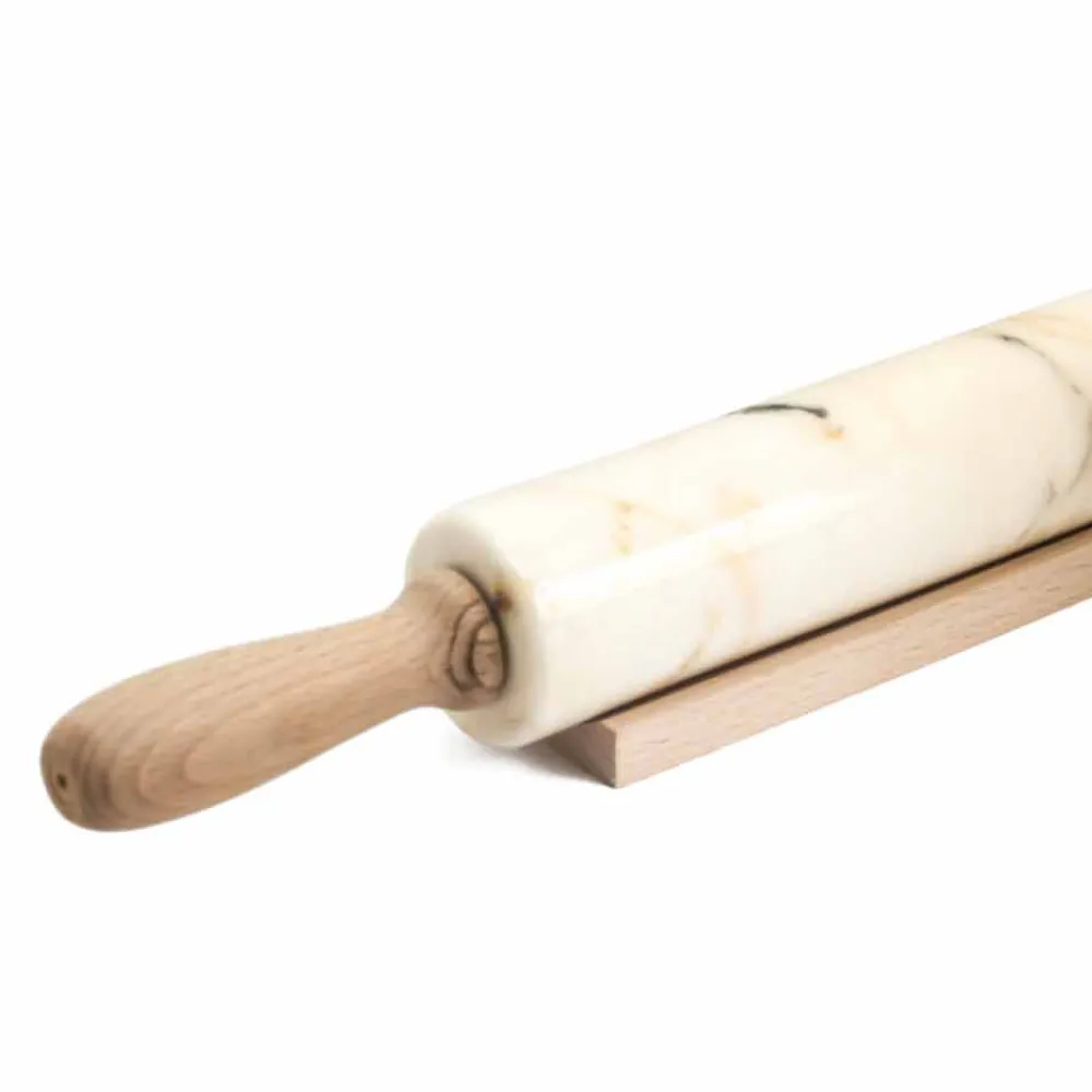Viadurini Kitchen Küchenzubehör-Marmor Nudelholz mit Holzgriffen Made in Italy - Senni