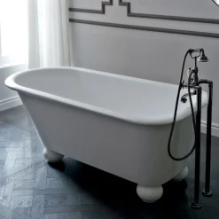 Viadurini Bathroom Freistehende Badewannen-Mattweiße Solid-Surface-Badewanne mit Füßen – Degrees