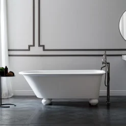 Viadurini Bathroom Freistehende Badewannen-Mattweiße Solid-Surface-Badewanne mit Füßen – Degrees