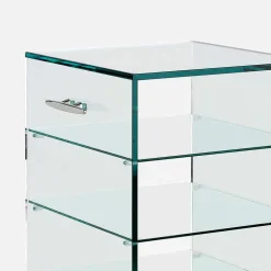 Viadurini Living Küchenzubehör|Moderne Design Bücherregale-Mehrzweck-Mobile mit Rollen, transparentes Glas Made in Italy - Versatilio