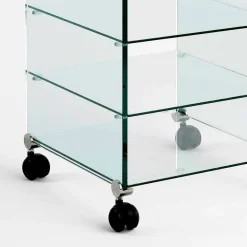 Viadurini Living Küchenzubehör|Moderne Design Bücherregale-Mehrzweck-Mobile mit Rollen, transparentes Glas Made in Italy - Versatilio