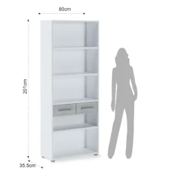 Viadurini Living Moderne Design Bücherregale-Melaminbeschichtetes Holzbücherregal in verschiedenen Größen – Zinn