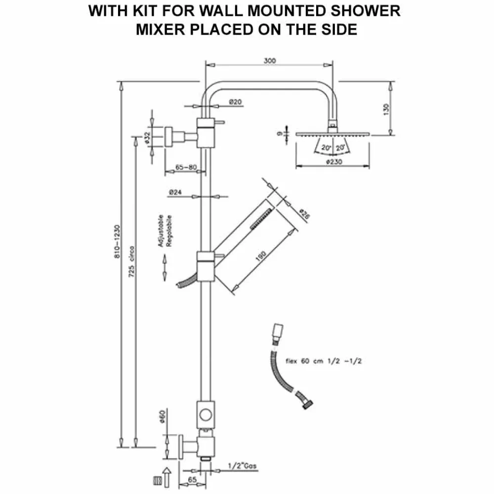 Viadurini Taps Duschsäulen-Messing Duschsäule mit Abs Dusche und Made in Italy Duschkopf - Haube