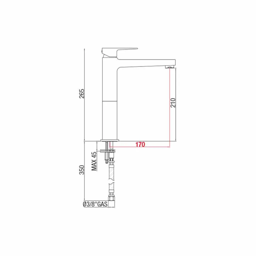 Viadurini Taps Waschbeckenarmaturen-Messing Extended Basin Mixer ohne Abfluss Made in Italy - Sindra