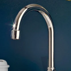 Viadurini Taps Waschbeckenarmaturen-Messing-Badezimmer-Waschtischarmatur 3 Löcher hoher Auslauf mit Ablauf - Ercolina