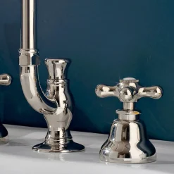 Viadurini Taps Waschbeckenarmaturen-Messing-Badezimmer-Waschtischarmatur 3 Löcher hoher Auslauf mit Ablauf - Ercolina