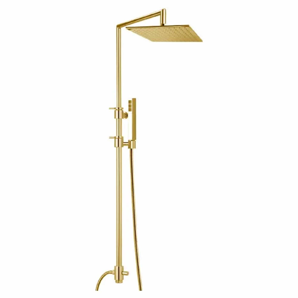 Viadurini Taps Duschsäulen-Messing-Duschsäule mit quadratischem Stahl-Duschkopf Made in Italy - Lipari