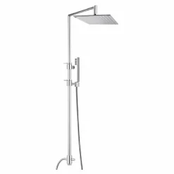 Viadurini Taps Duschsäulen-Messing-Duschsäule mit quadratischem Stahl-Duschkopf Made in Italy - Lipari