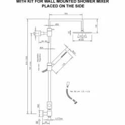 Viadurini Taps Duschsäulen-Messing-Duschsäule mit quadratischem Stahl-Duschkopf Made in Italy - Lipari