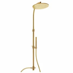 Viadurini Taps Duschsäulen-Messing-Duschsäule mit rundem Stahl-Duschkopf Made in Italy - Kennedy