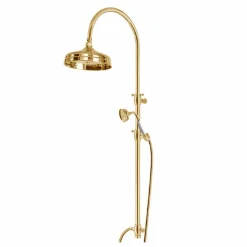 Viadurini Taps Duschsäulen-Messing-Duschsäule mit rundem Duschkopf und Handbrause Made in Italy - Brillo