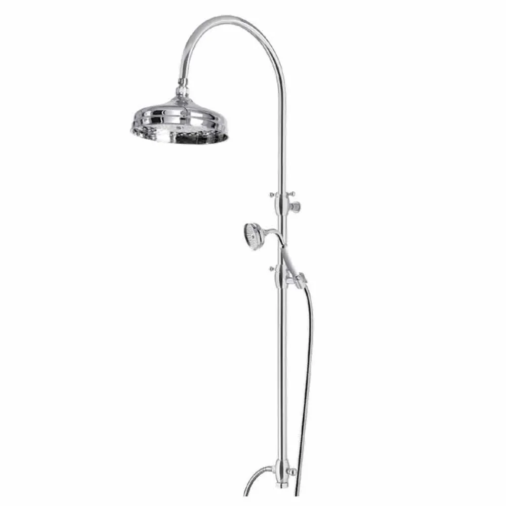 Viadurini Taps Duschsäulen-Messing-Duschsäule mit rundem Duschkopf und Handbrause Made in Italy - Brillo