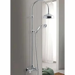 Viadurini Taps Duschsäulen-Messing-Duschsäule mit rundem Duschkopf und Handbrause Made in Italy - Brillo