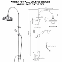 Viadurini Taps Duschsäulen-Messing-Duschsäule mit rundem Duschkopf und Handbrause Made in Italy - Brillo