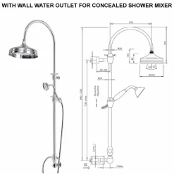 Viadurini Taps Duschsäulen-Messing-Duschsäule mit rundem Duschkopf und Handbrause Made in Italy - Brillo